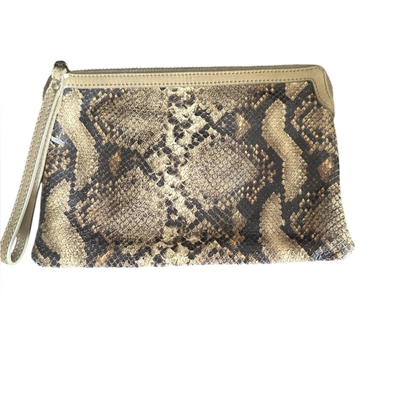 Massimo Dutto Elegant Snakeskin Print Clutch Wristlet - Picture 1 of 6